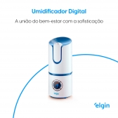 Umidificador De Ar Ultrassônico - Elgin 2,5l Digital Bivolt - Branco e Azul