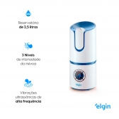 Umidificador De Ar Ultrassônico - Elgin 2,5l Digital Bivolt - Branco e Azul